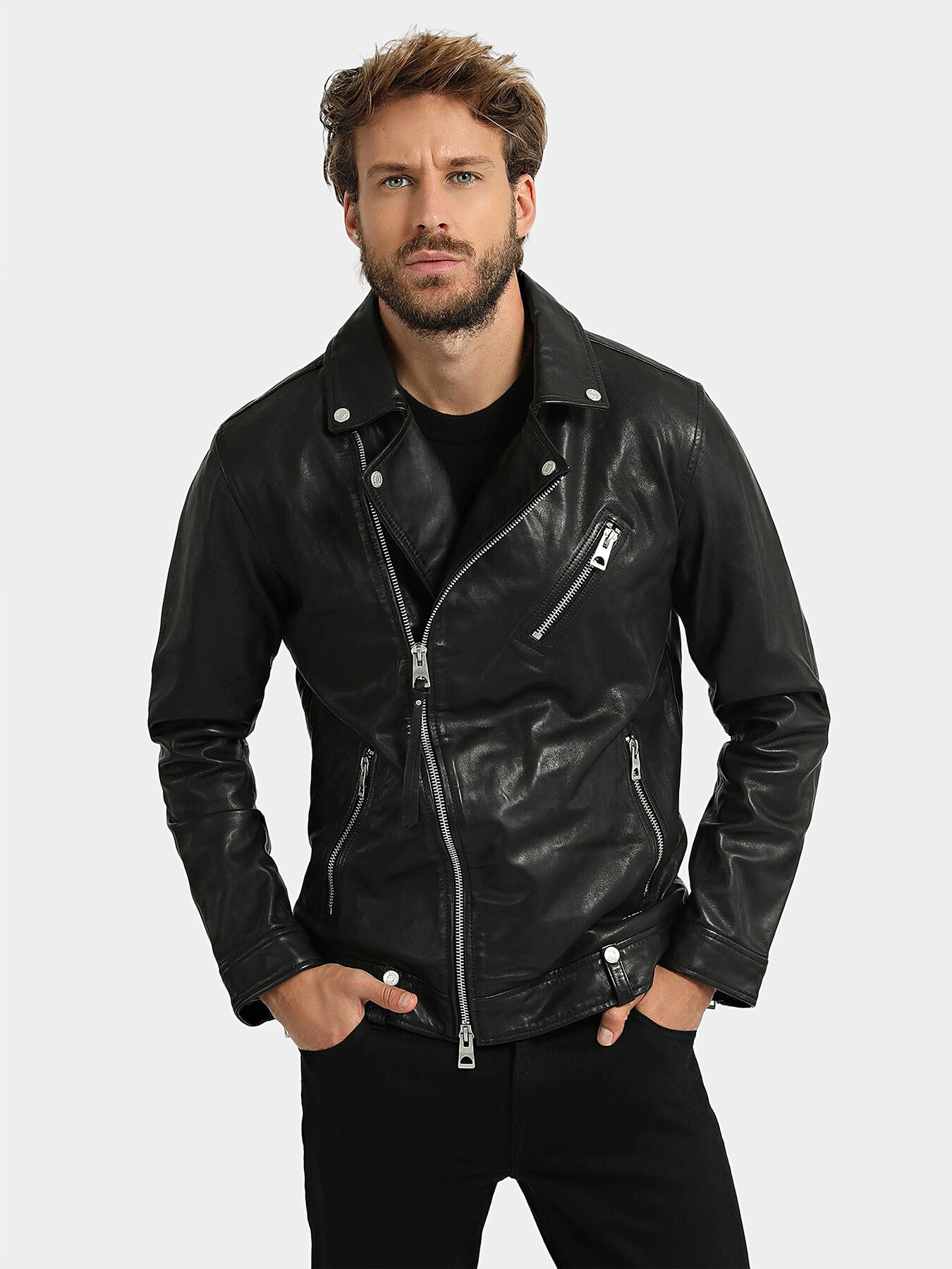 Guess asymmetrical leather online jacket