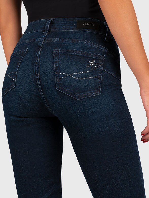 Skinny jeans with applique rhinestones - 3