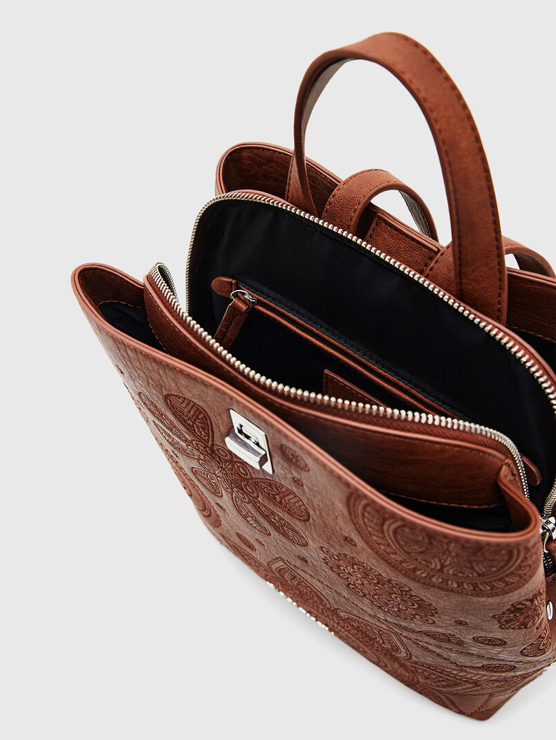 Black backpack with relief texture - 3