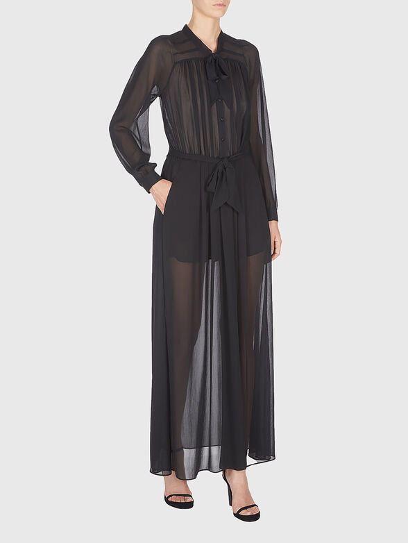 Maxi dress with long sleeves and sheer effect - 4