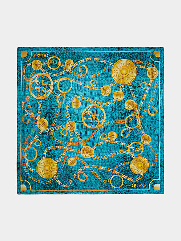 CORILY CHAIN silk scarf in blue - 1