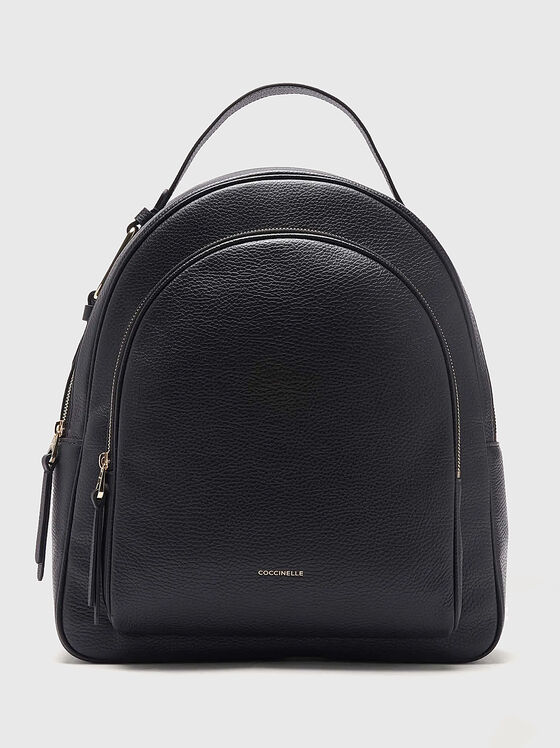 Черна кожена раница  - 1