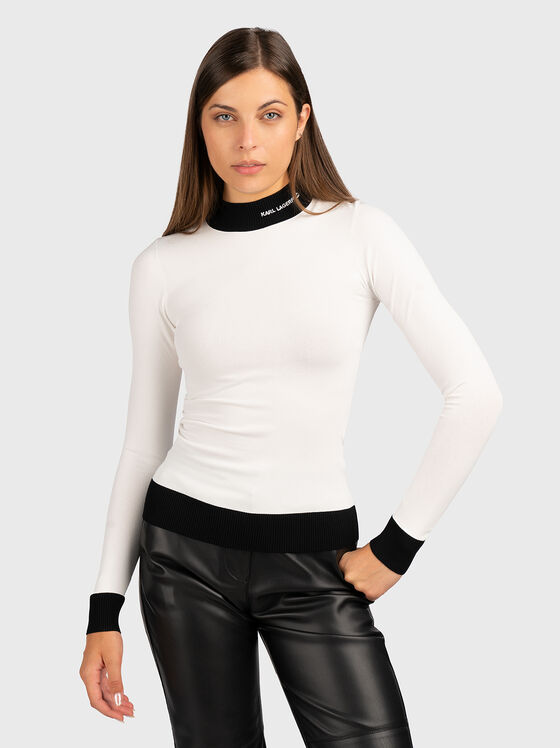 Viscose blend sweater with logo embroidery - 1