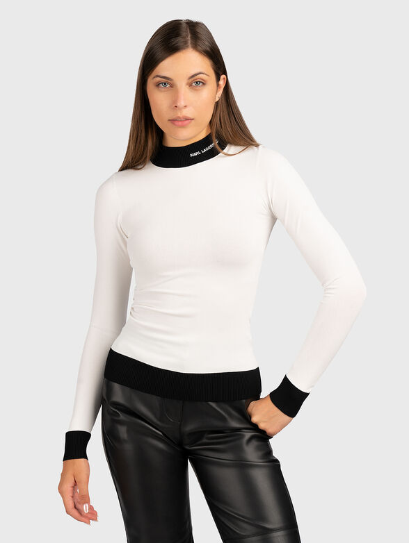 Viscose blend sweater with logo embroidery - 1