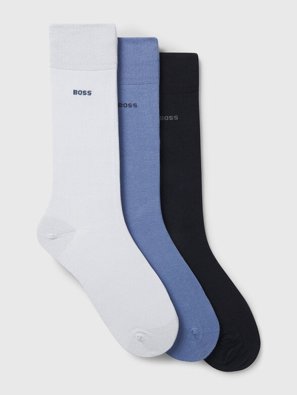 Three pairs of black socks with logo detail - 1