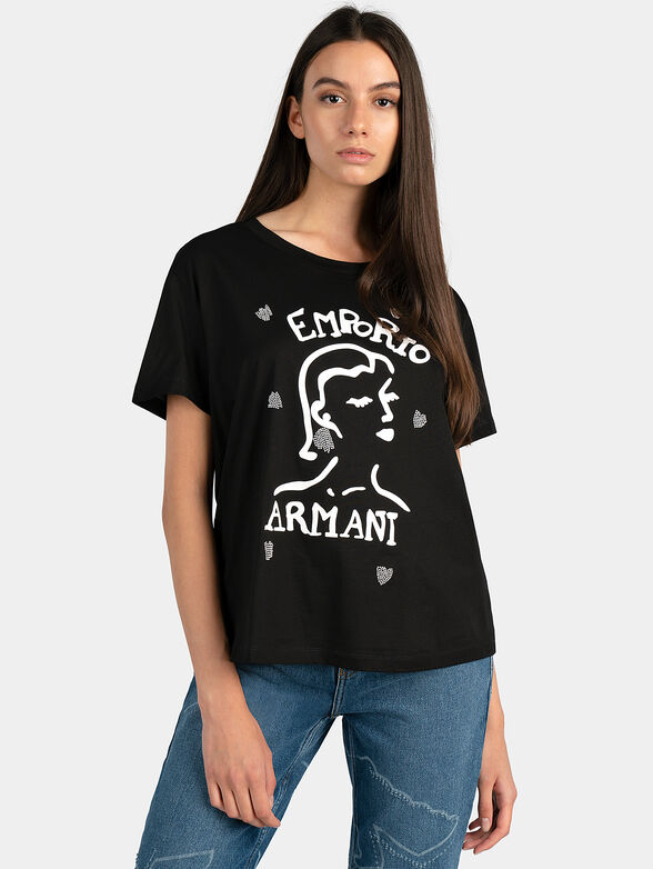 Black cotton t-shirt - 1