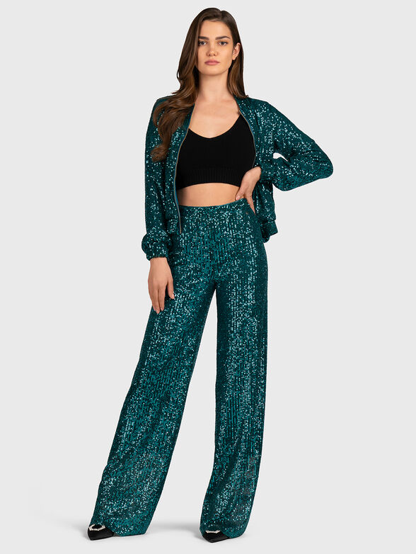 High-waisted trousers with sequins - 4