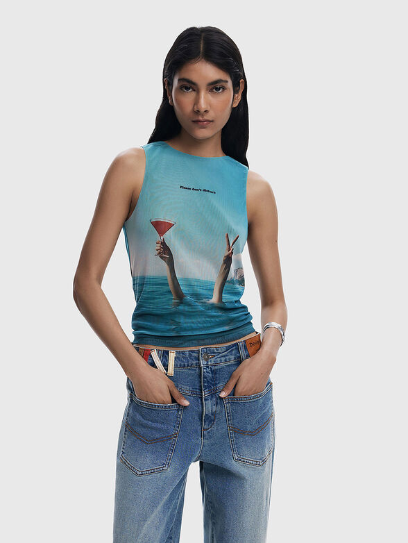 Top with accent print - 1