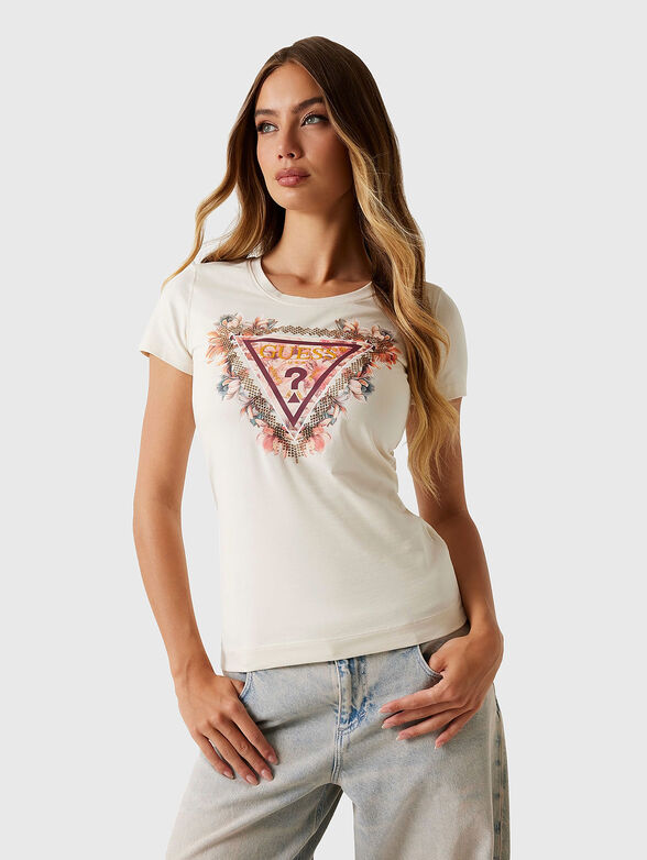 Cotton T-shirt with floral motifs - 1