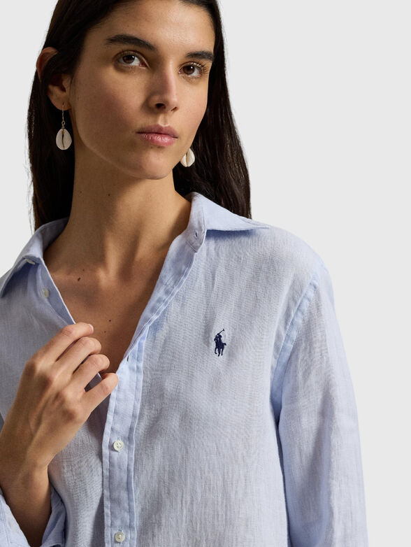 Linen shirt with logo embroidery - 4