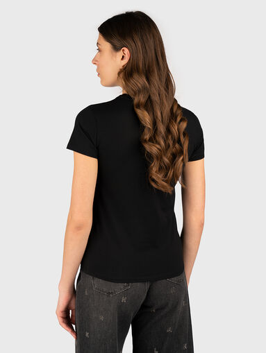 Cotton T-shirt with oval neckline and print - 3