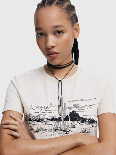 Cotton T-shirt with print - 4