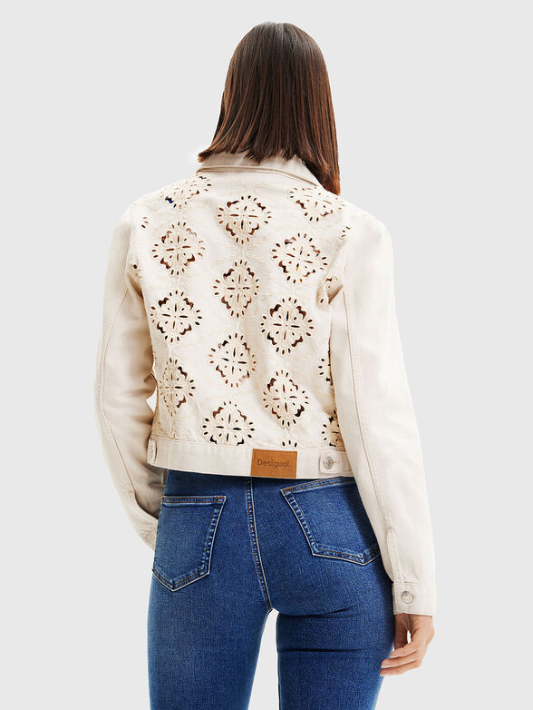 Cropped denim jacket with English embroidery - 2
