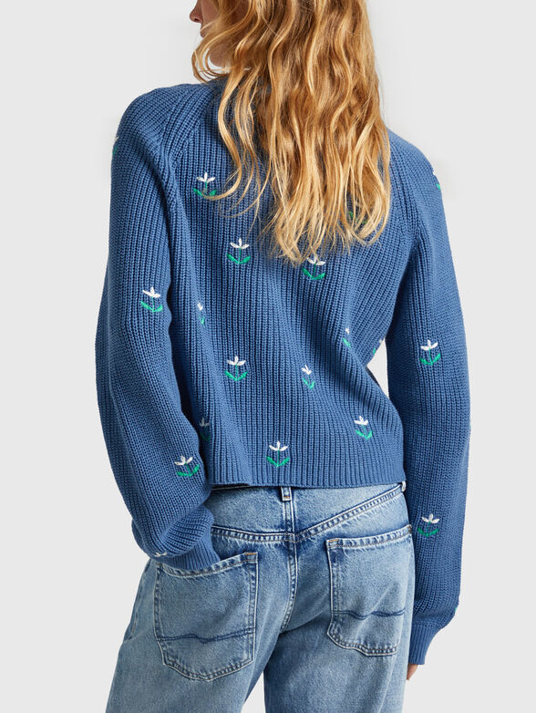 Blue cardigan with floral embroideries - 3