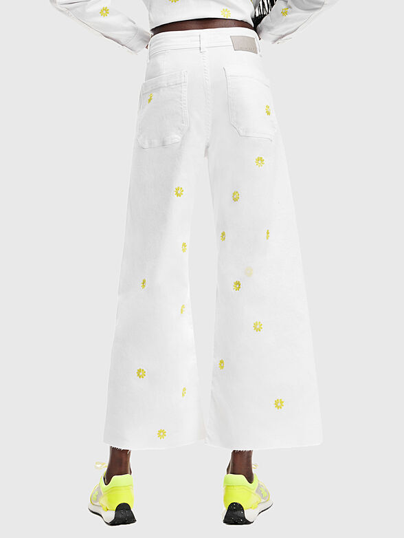 IDEAS white jeans with wide-leg and embroidery - 2