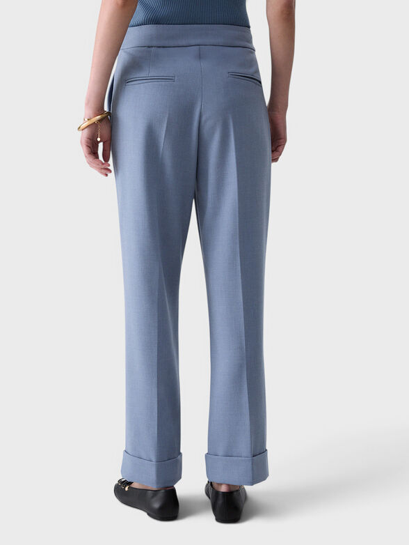 Blue trousers made of melange fabric - 2