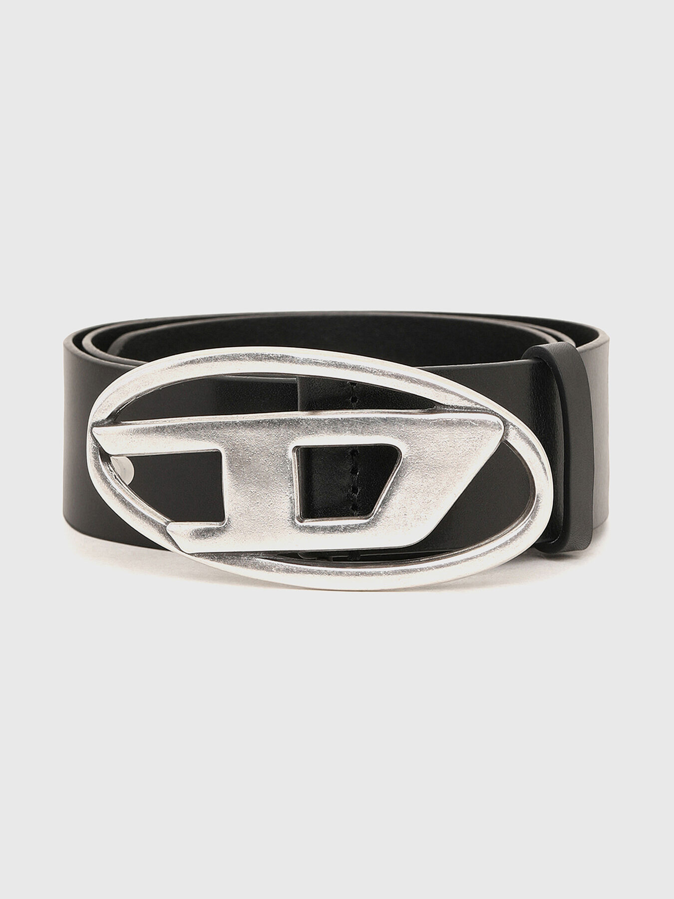 Men's 2.9cm leather belt with oval d logo | Black | Diesel