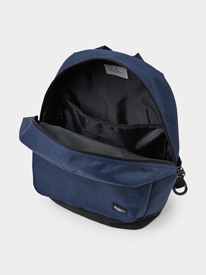 PORTOBELLO blue backpack with pocket and logo accent - 3