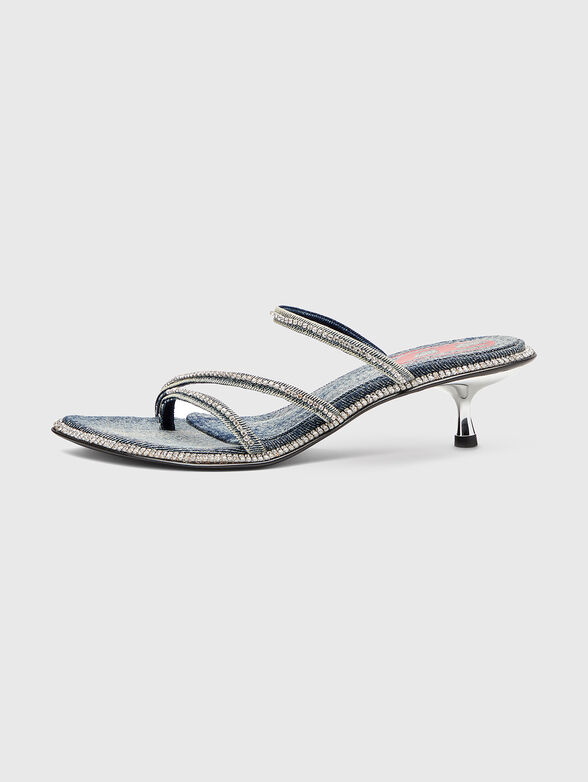 D-HAVANNA KITTIE heeled mules in rhinestones denim - 4
