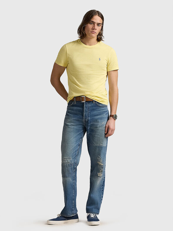 Slim cotton T-shirt with oval neckline - 1