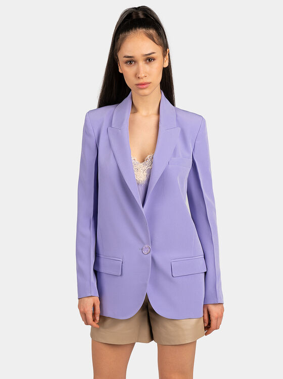 Лилаво сако с джобове и копче - 1