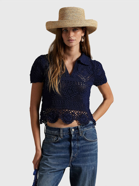 Knitted sweater with short sleeves - 1