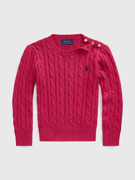 Плетен пуловер с бродирано лого - 1