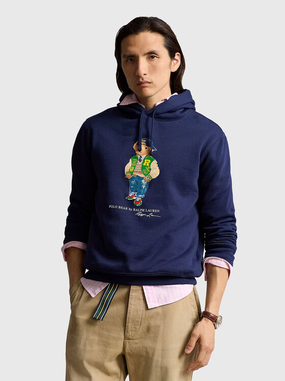 Суитшърт с качулка и принт - 1