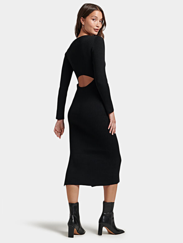 Black knitted dress wih accent back - 2