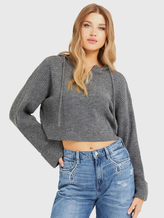 Short sweatshirt in grey color