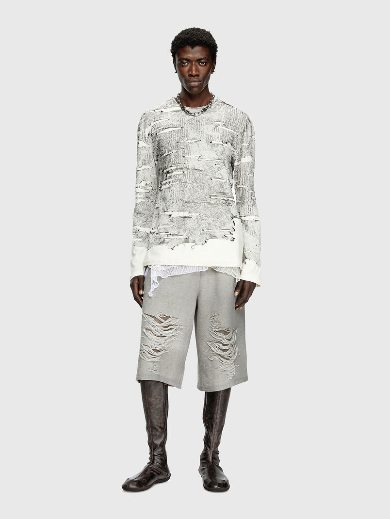 P-PERC cotton shorts with rips - 3