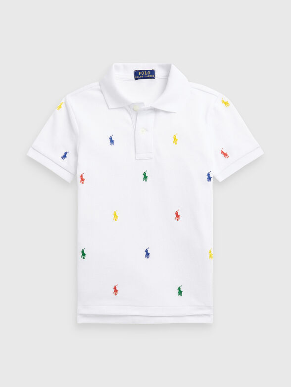 White polo-shirt with contrasting logo embroidery - 1
