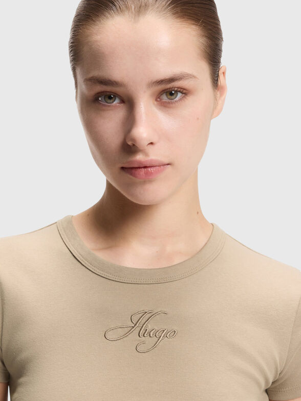 Cropped T-shirt with embroidered logo - 4