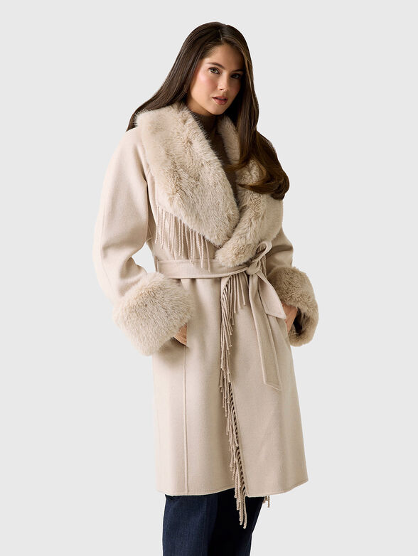 LILIANA wool coat with accent collar - 1