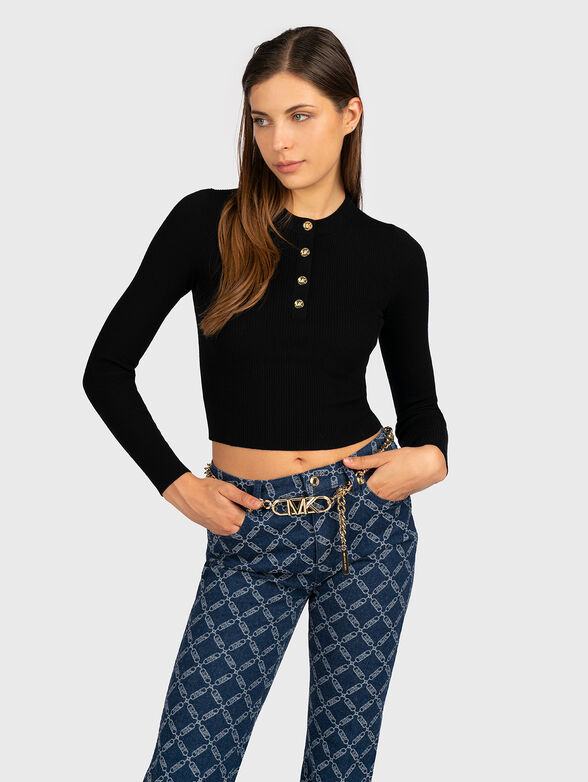 Black ribbed sweater - 1