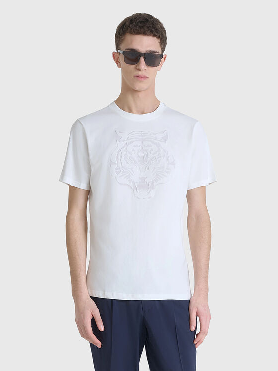 Cotton T-shirt with oval neckline - 1