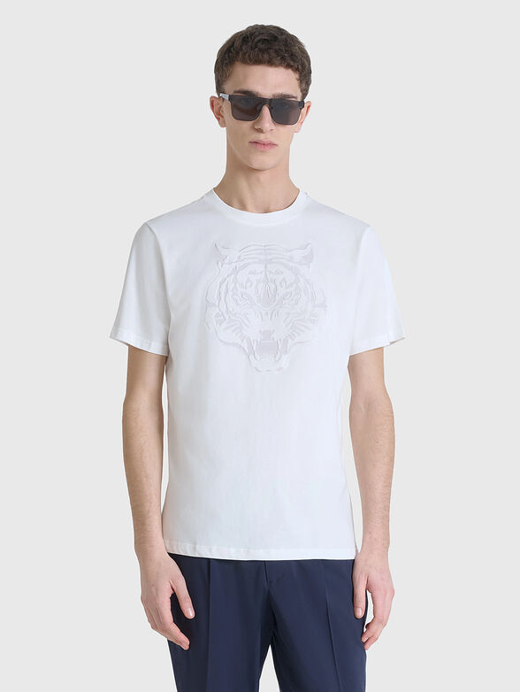 Cotton T-shirt with oval neckline - 1