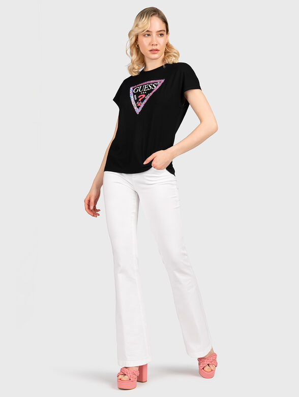 Black T-shirt with appliquéd sequins - 2