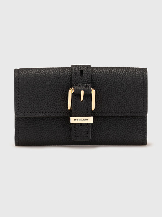 Черно портмоне от естествена кожа - 1