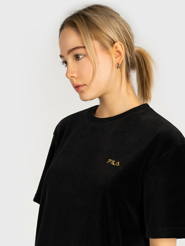 Velvet tee dress with logo embroidery - 2