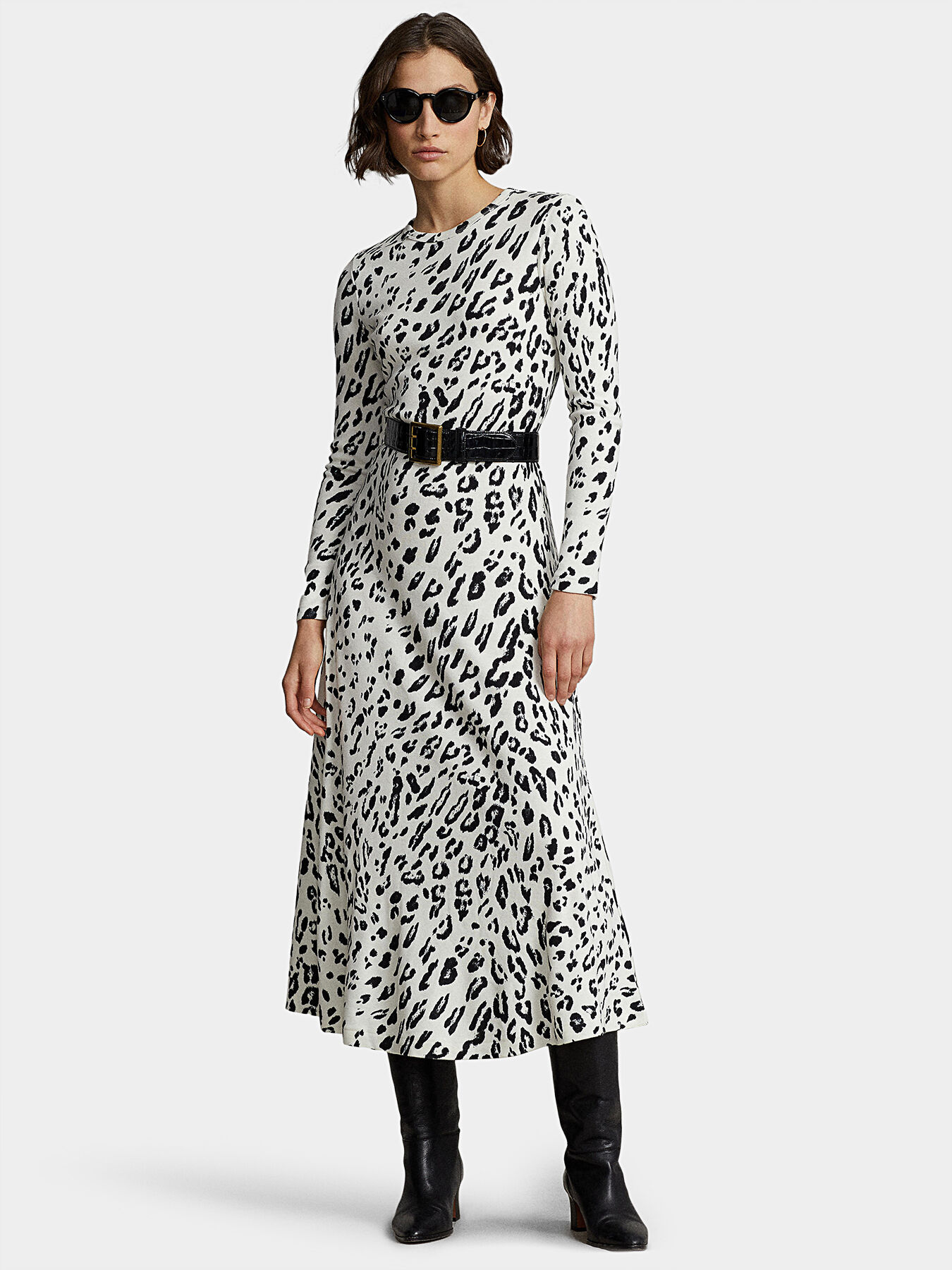 Dress with long sleeves and animal print brand POLO RALPH LAUREN Globalbrandsstore en
