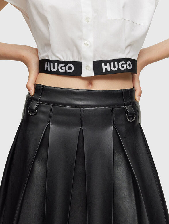Pleated faux leather mini skirt - 3