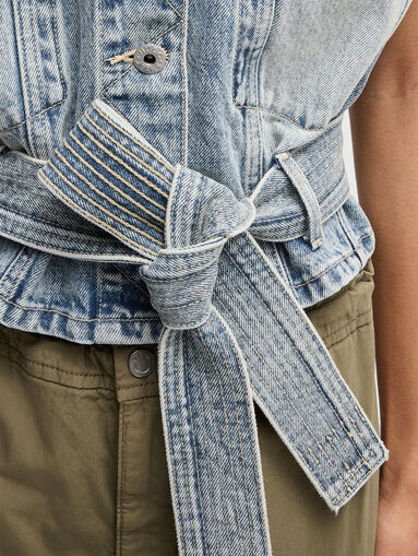 Denim vest with waist belt - 5