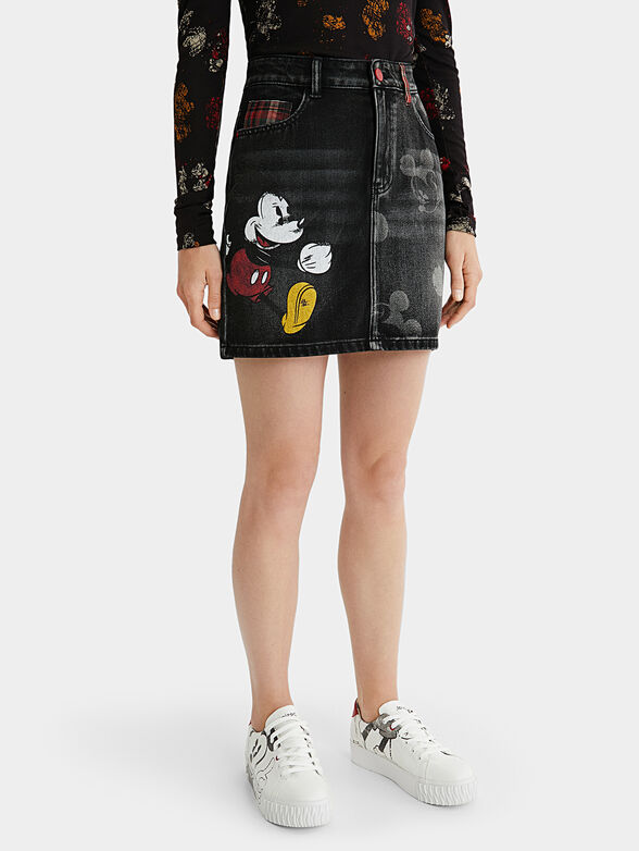 Denim skirt with Mickey Mouse print - 4