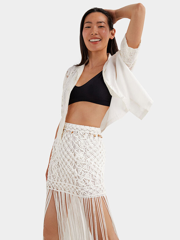 Knitted mini skirt with fringes - 3