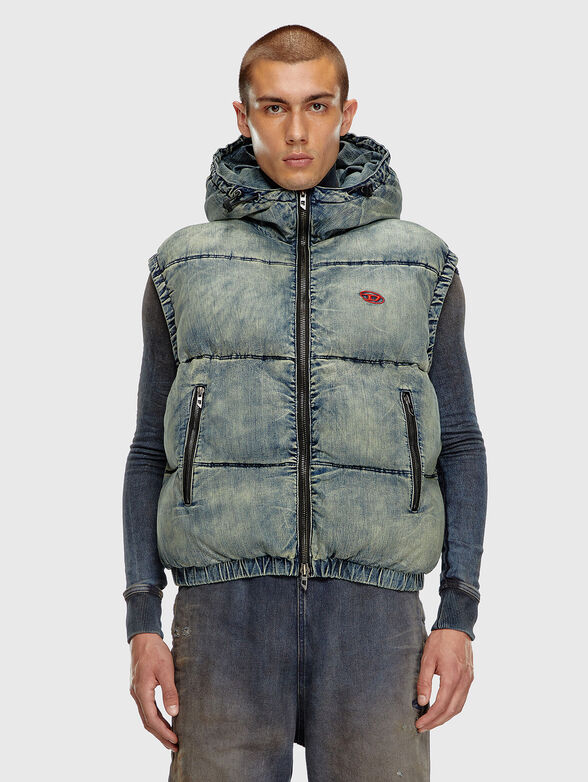 W-MONS-SL padded vest in faded denim - 1
