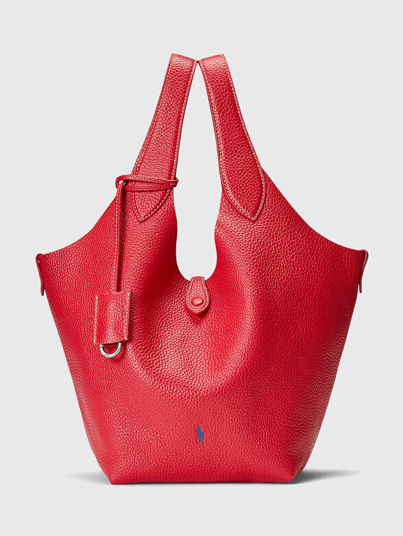 Red leather tote bag with logo brand POLO RALPH LAUREN ...