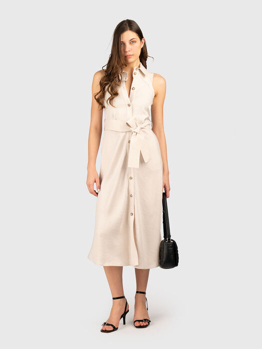 Midi dress with buttons and waist belt