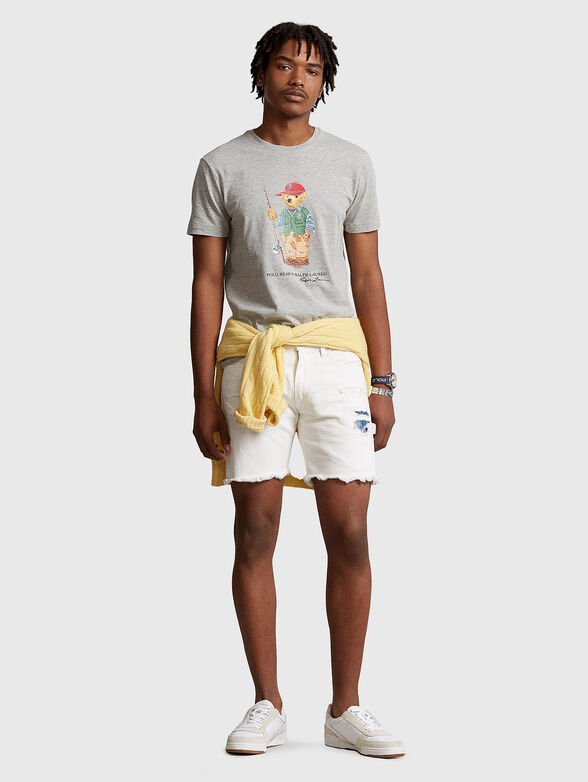 Grey cotton T-shirt with Polo Bear print - 2