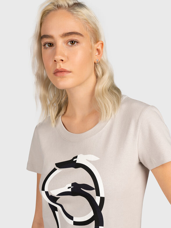 Light grey T-shirt with logo print - 4